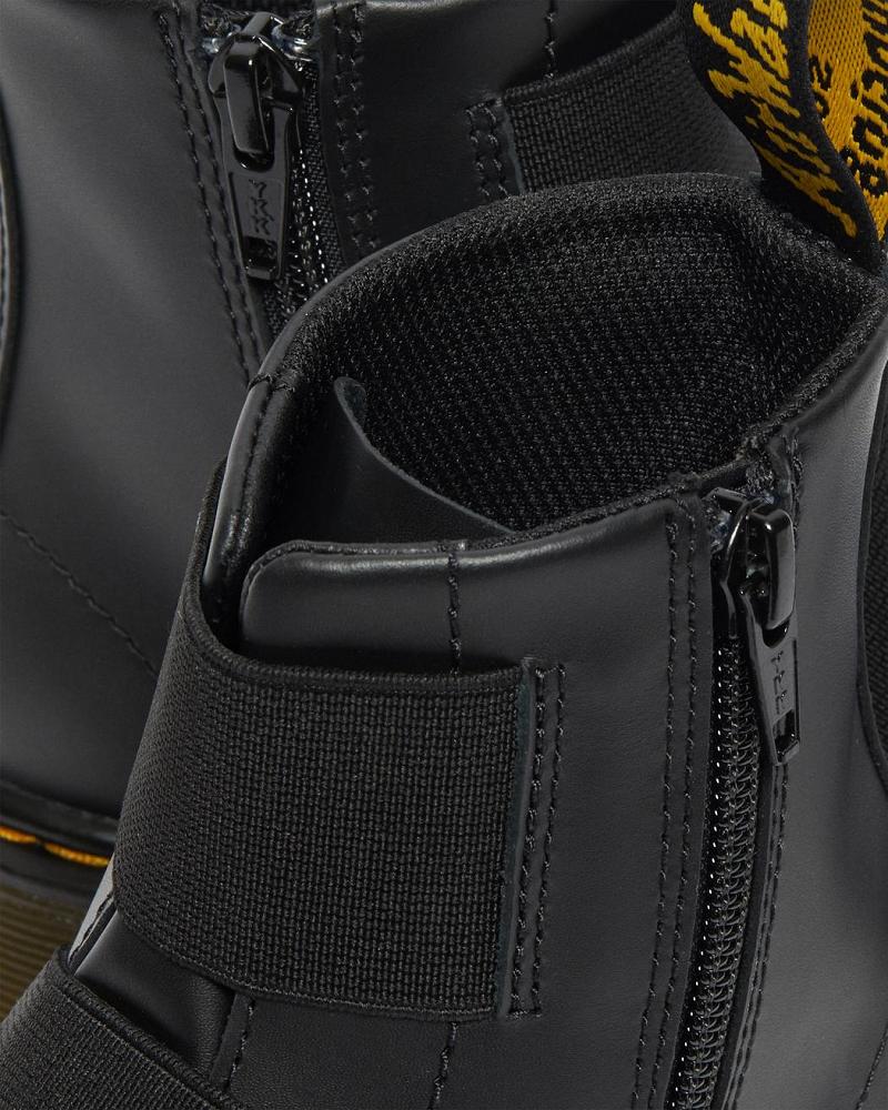 Dr Martens Junior 1460 Elastic Læder Snørestøvler Børn Sort | DK 673HAP